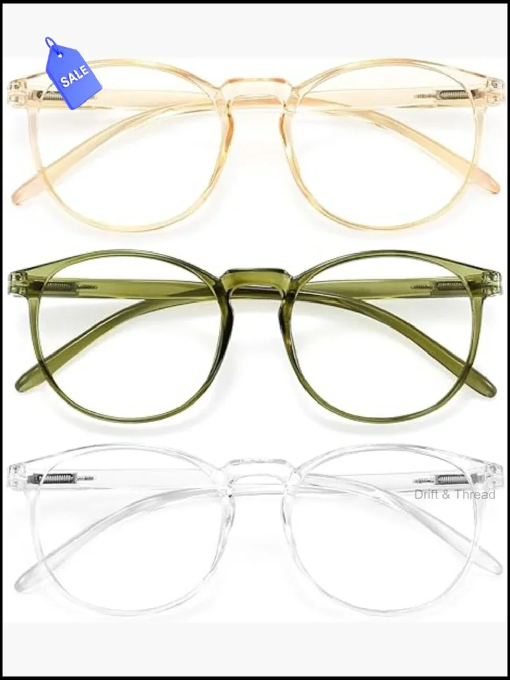 Blue Light Blocking Glasses 3 Pack Women Round TR90 Frame UV Protection